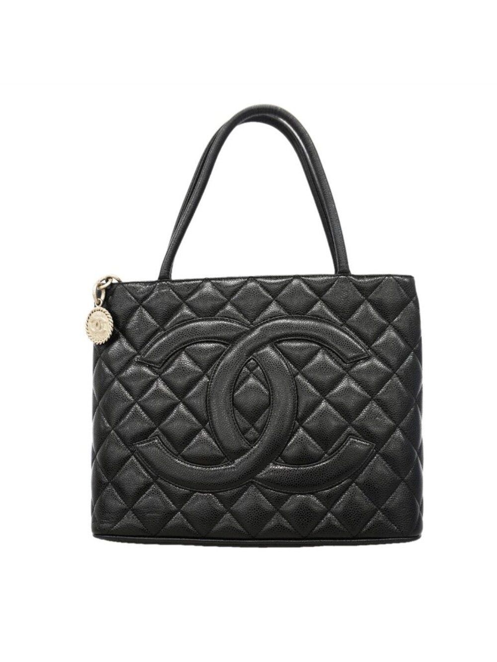 Chanel Tote Bag Reissue Caviar Leather Black Silver